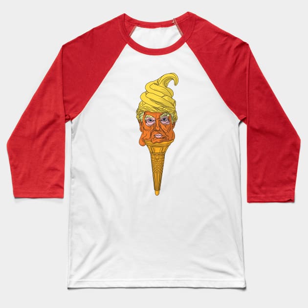 Donald Trump as a melting ice cream cone Baseball T-Shirt by andrew_kelly_uk@yahoo.co.uk